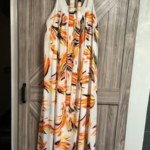 Lane Bryant White and Orange Maxi Dress